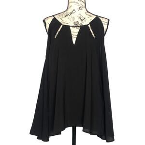 Goldray (L) Saima Keyhole Blouse - Stitch Fix Cold Shoulder Back Tassel Tie Top